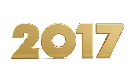 New 2017 year golden  figures isolated on white background. 3D r