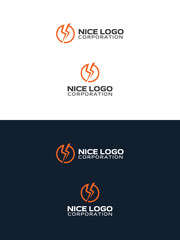 lightning bolt logo, modern orange round icon with electric power