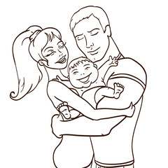 Happy family gesturing with cheerful smile.