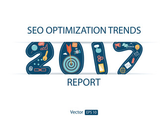 Flat design 2017 icons set of website SEO optimization