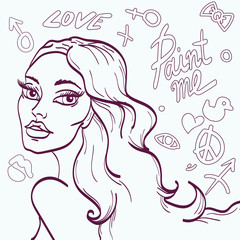 vector illustration of a woman copy space