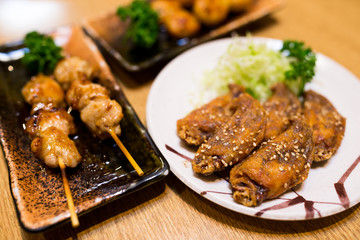 Sesame chicken wing and grilled meat