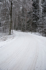 A beautiful winter landscape in nordic Europe