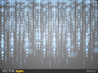 Glittering line with flickering light blurs. Glittering sequins thread. Festive glamor glitter curtain background of shiny sequins or rhinestones rain decorative background. On transparent background
