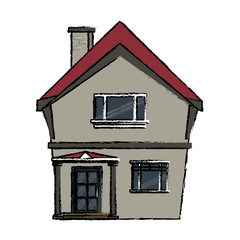 drawing american house domestic chimney vector illustration eps 10