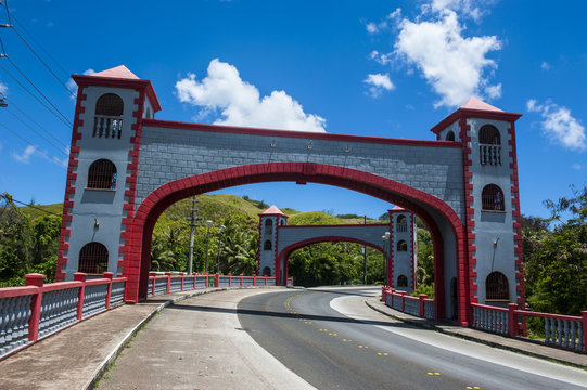 Twin stone arches in the Spanish Bridge, Umatac, Guam, US Territory, Central Pacific