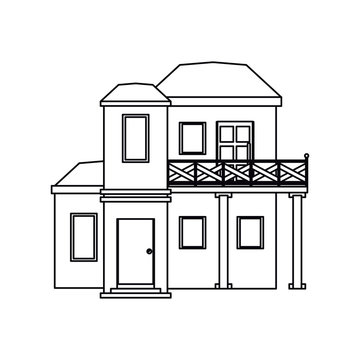 house with balcony roof garden outline vector illustration eps 10