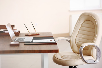 Notary  workplace with laptop