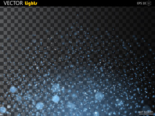 Vector transparent falling star isolated on dark background. Blue glitter particles effect for luxury greeting rich card. Sparkling texture. dust sparks in explosion,illustration.
