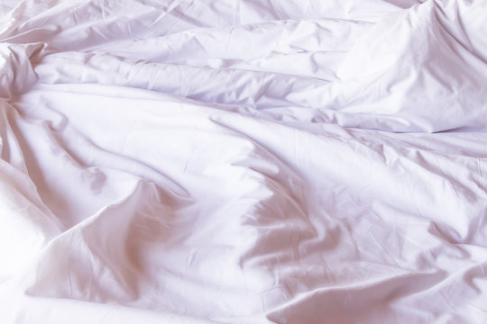 Close up of bedding sheets with copy-space.
