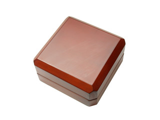 brown wooden box for jewelry on a white background