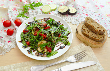 Vegetable marrows, eggplants and arugula salad.