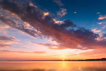 Red sunset over the sea