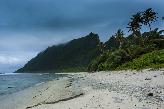 White sand beach on Ofu Island, Manua Island group, American Samoa, South Pacific