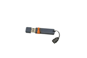 Old Usb flash memory drive on white background.Saved with clipping path