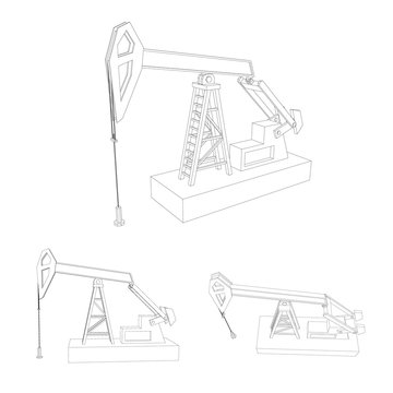 Oil pump jack.Isolated on white background. Vector outline illus