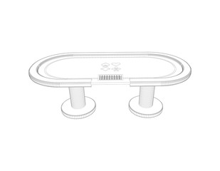 Poker table. Vector outline illustration.