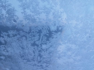 Ice's ornaments with frozen snowflakes