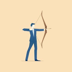 Business concept vector illustration of businessman aiming with