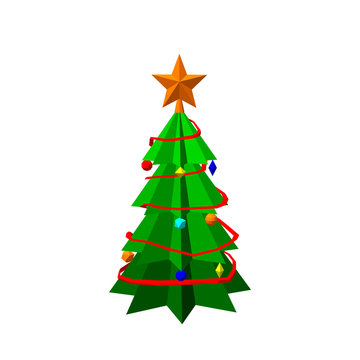 Christmas spruce tree.Isolated on white background.Vector colorf