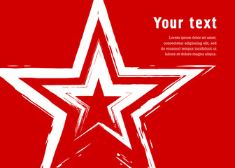 Grunge star on a red background. Simulates drawing with a dry brush. Vector illustration