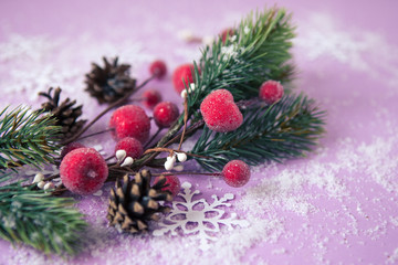 Christmas background with copy space for text. Selective focus.
