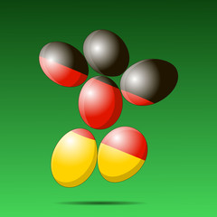 icon little man. of ovals. black red and yellow green background