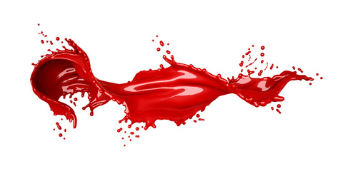 Isolated bursts of red paint on a white background. 3d illustrat