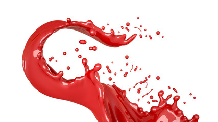 Isolated bursts of red paint on a white background. 3d illustrat