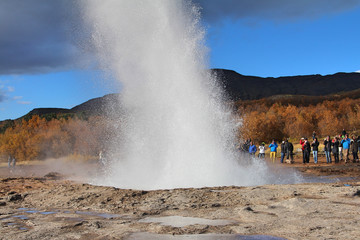 Eruption des Geysir in Island