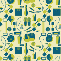Seamless pattern with sport equipment