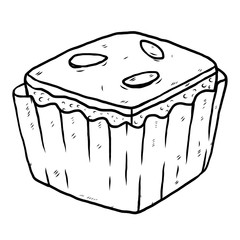 brownie / cartoon vector and illustration, black and white, hand drawn, sketch style, isolated on white background.