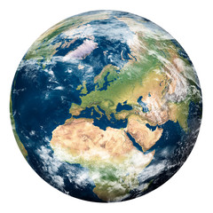 Planet Earth with clouds, Europe and part of Asia and Africa - Pianeta Terra con nuvole, Europa e parte di Asia e Africa - obrazy, fototapety, plakaty