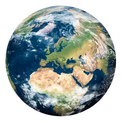 Deurstickers Planeet aarde met wolken, Europa en een deel van Azië en Afrika © max dallocco