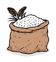 rice sack / cartoon vector and illustration, hand drawn style, isolated on white background.