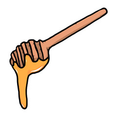 honey wooden dipper / cartoon vector and illustration, hand drawn style, isolated on white background.