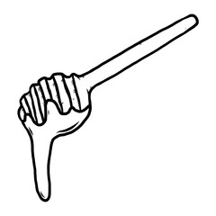 honey dipper / cartoon vector and illustration, black and white, hand drawn, sketch style, isolated on white background.