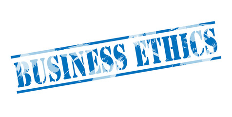 business ethics blue stamp on white background