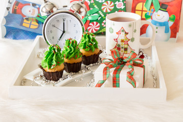 Festive breakfast new year soon concept.