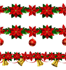 Set of n Seamless Christmas borders