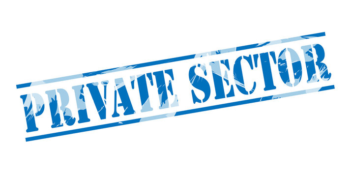 private sector blue stamp on white background