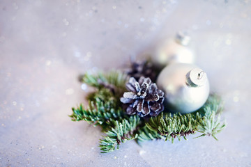 Fototapeta na wymiar Christmas decoration with sparkling lights 