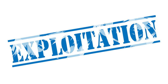 exploitation blue stamp on white background