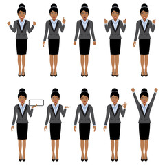 Black women character set in various poses, isolated, vector illustration