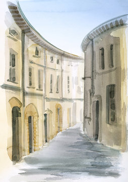 Tuscany watercolor painting