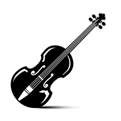 Fototapeta na wymiar Violin Icon. Vector Black Musical Instrument Illustration.