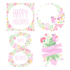 Number eight 8 of flowers. Sketch element for international womens day. 