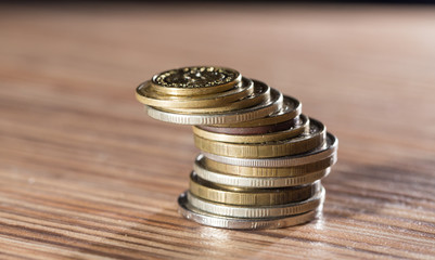 coins on the table. macro