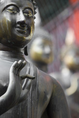 Row of Buddha statues at Ganagarama temple, Colombo, Sri Lanka