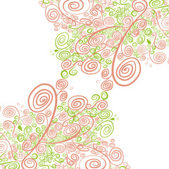 Green and orange Vector floral oriental isolated